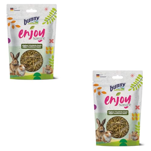 Bunny EnjoyNature Allgäuer FrischGrün Snack | Doppelpack | 2 x 200 g | Snack für Zwergkaninchen, Meerschweinchen, Chinchillas & Degus | Kann die Zahnpflege unterstützen von Bunny