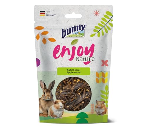 Bunny EnjoyNature Apfelhölzer | 100 g | Einzelfuttermittel für Kaninchen und andere Nagetiere | Natürliche Snack-Option für Kaninchen und Nagetiere | Ohne Konservierungsmittel von Bunny