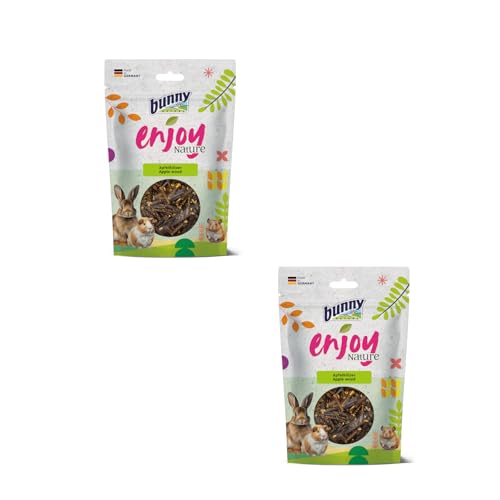 Bunny EnjoyNature Apfelhölzer | Doppelpack | 2 x 100 g | Einzelfuttermittel für Kaninchen und andere Nagetiere | Natürliche Snack-Option für Kaninchen und Nagetiere | Ohne Zucker von Bunny