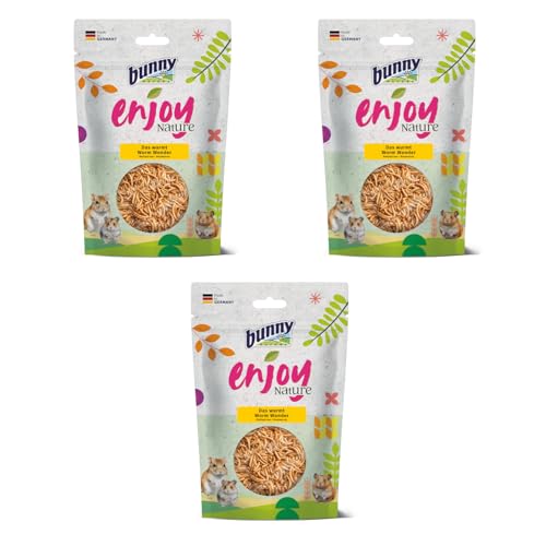 Bunny EnjoyNature Das wurmt | 3er Pack | 3 x 60 g | Einzelfuttermittel für Hamster, Farbmäuse, Rennmäuse & Ratten | Reich an Omega Fettsäuren | Hochwertige Proteinquelle von Bunny