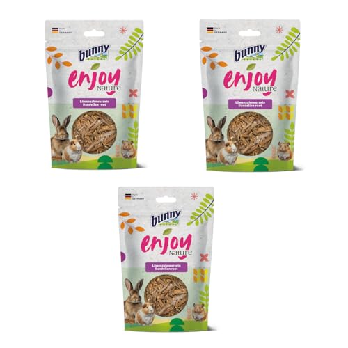 Bunny EnjoyNature Löwenzahnwurzeln | 3er Pack | 3 x 100 g | Einzelfuttermittel für Zwergkaninchen und Nagetiere | Reich an Vitamin B, C und E | 100% Natur| Ohne Zusatzstoffe und Geschmacksverstärker von Bunny