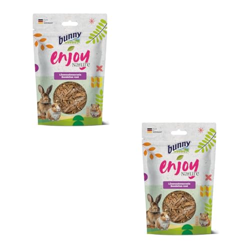 Bunny EnjoyNature Löwenzahnwurzeln | Doppelpack | 2 x 100 g | Einzelfuttermittel für Zwergkaninchen und Nagetiere | Reich an Vitamin B, C und E | 100% Natur| Ohne Zusatzstoffe und Geschmacksverstärker von Bunny