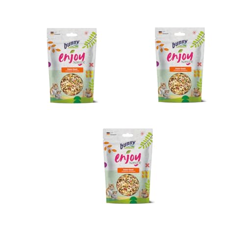 Bunny EnjoyNature Power Snack | 3er Pack | 3 x 140 g | Ergänzungsfuttermittel für Hamster, Zwerghamster, Farbmäuse, Rennmäuse & Ratten | Eiweißreiche Saatenmischung | Schmackhafte Mehlwürmer von Bunny