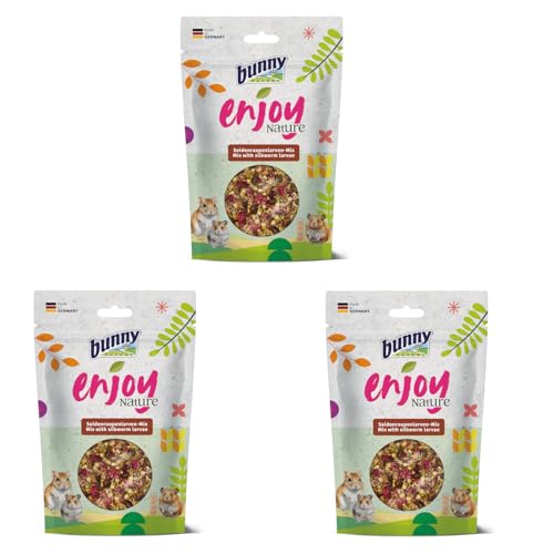 Bunny EnjoyNature Seidenraupenlarven-Mix | 3er Pack | 3 x 40 g | Natürliches Ergänzungsfuttermittel für Nagetiere | Kann wertvolles Protein und essentielle Aminosäuren liefern von Bunny