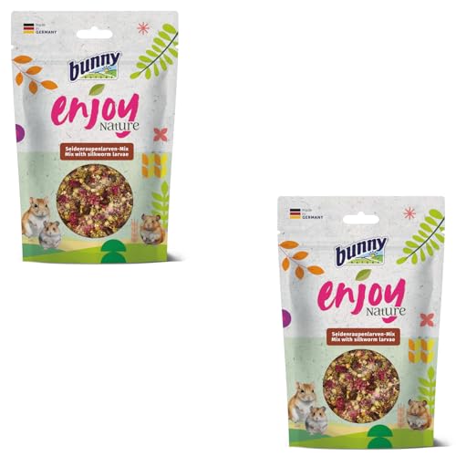 Bunny EnjoyNature Seidenraupenlarven-Mix | Doppelpack | 2 x 40 g | Natürliches Ergänzungsfuttermittel für Nagetiere | Kann wertvolles Protein und essentielle Aminosäuren liefern von Bunny