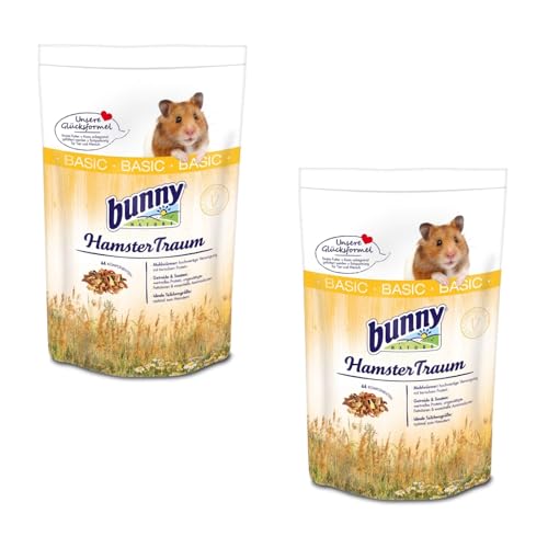 Bunny HamsterTraum Basic | Doppelpack | 2 x 600 g | Alleinfuttermittel für Zwerghamster | Mit Mehlwürmern, Getreide & Saaten | Balancierte Rezeptur | Ideale Teilchengröße von Bunny