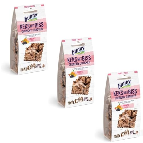 Bunny Keks mit Biss - Früchte | 3er Pack | 3 x 50 g | Ergänzungsfuttermittel für Nager | Kann unterstützend den Blutzuckerspiegel regulieren und Wohlbefinden fördern von Bunny