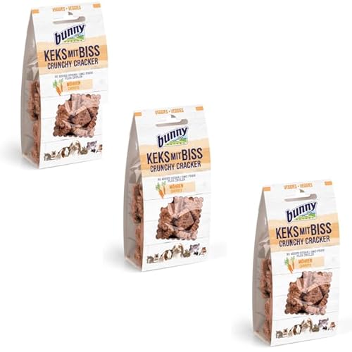 Bunny Keks mit Biss - Möhre | 3er Pack | 3 x 50 g | Ergänzungsfuttermittel für Nager | Kann unterstützend den Blutzuckerspiegel regulieren und Wohlbefinden fördern von Bunny