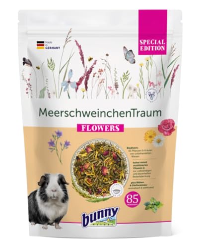 Bunny MeerschweinchenTraum Special Edition Flowers | 1,5 kg | Alleinfuttermittel für Meerschweinchen | Ab dem 6. Lebensmonat | Enthält eine Vielzahl von Blüten und Pfefferminze von Bunny