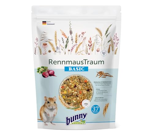 Bunny Nature RennmausTraum Basic | 600 g | Alleinfuttermittel für Rennmäuse | Balancierte Long-Life-Rezeptur | Erlesene Zutaten aus der Heimat der Rennmäuse | Artgerechte Vielfalt von Bunny