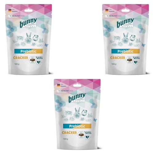 Bunny Prebiotic Cracker | 3er Pack | 3 x 100 g | Ergänzungsfuttermittel für Zwergkaninchen und Nagetiere | Unterstützung der Verdauung | Mit darmgesundheitsförderndem Innulin von Bunny