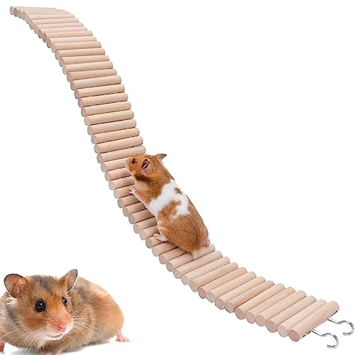 Kletterleiter-Spielzeug, 2-in-1 stabile Hamsterbrücke, Mäuseleiter, multifunktionale Hamsterleiter und Zaun, harmloses Holzspielzeug und Käfigzubehör für Reptilien und Kleintiere Buogint von Buogint