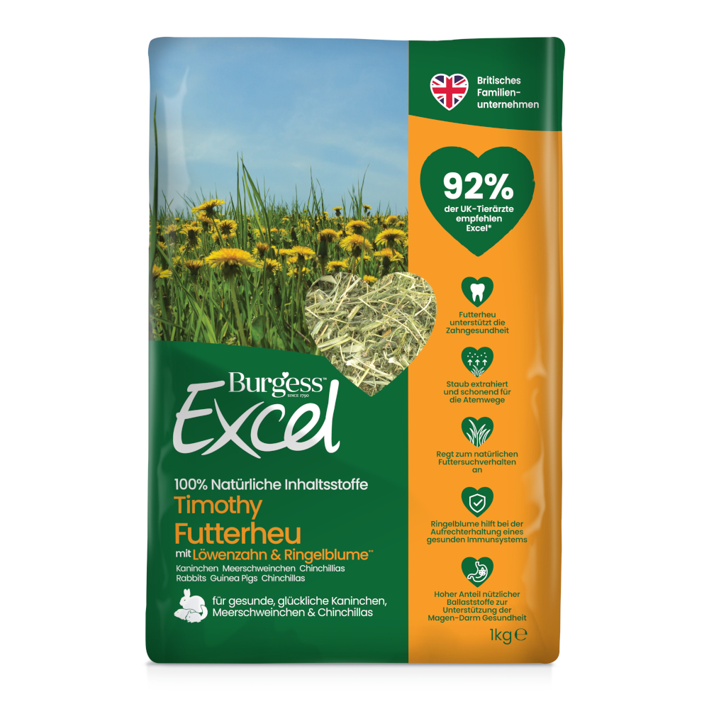 Burgess Excel Futterheu mit Löwenzahn und Ringelblume - 1 kg von Burgess