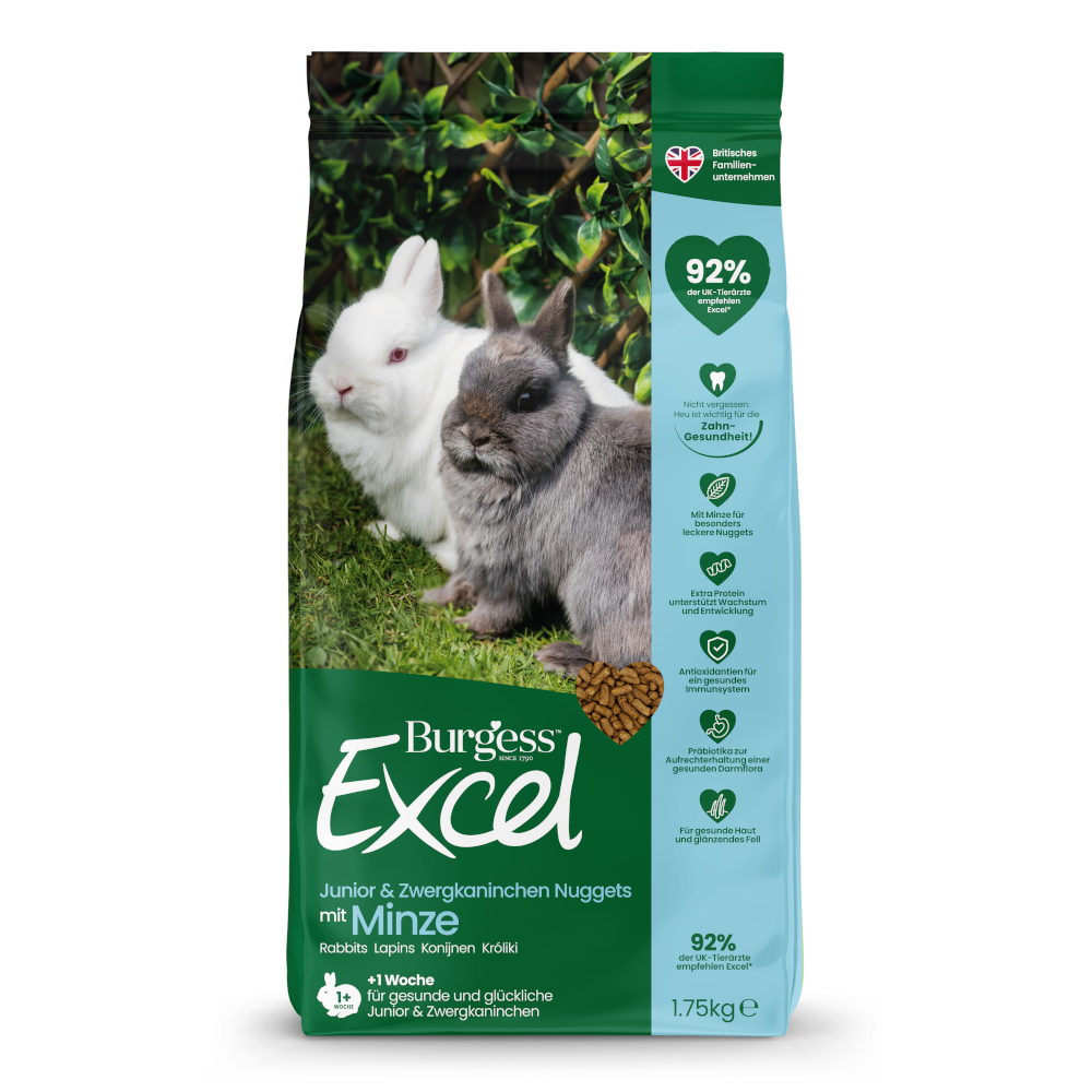 Burgess Excel Junior & Dwarf Rabbit Nuggets mit Minze - 1,75 kg von Burgess