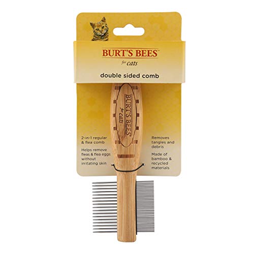 Burt's Bees for Pets Katzenkamm, 2-in-1 doppelseitig, entfernt Flöhe, Verfilzungen und verfilztes Fell, regelmäßiger Katzenkamm, ideal für die tägliche Fellpflege von BURT'S BEES FOR PETS