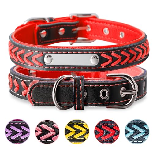 Geflochtenes Hundehalsband aus Leder Personalisierte Leder Hundehalsband mit Namen Gravur Halsband mit Namenschild für den kleinen Hund Hundehalsbänder S von Buruslove