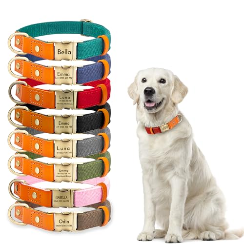 Personalisierte Hundehalsbänder, Verstellbare weiche Hundehalsband mit Namen Telefonnummer, Halsband für kleine, mittelgroße und große Hunde Personalisiertes Geschenk von Buruslove