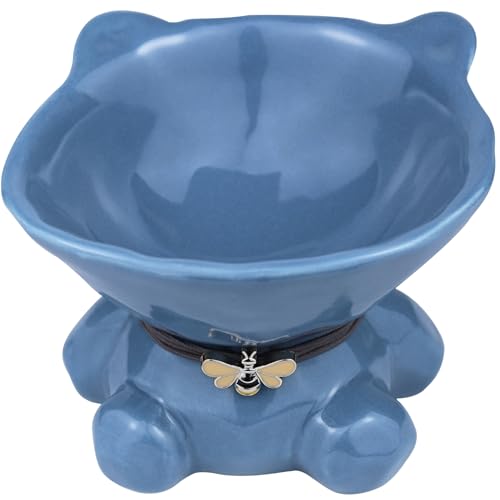 Busnos Katzennapf Erhöht Einzeln Futternapf 15 Neigung Trinknapf Katze Blau Fressnapf Katze Erhöht Katze Keramik 14x13x11 cm Katzennapf Katzen und Kleiner Hund Zubehör Essen Teller Futterstation von Busnos