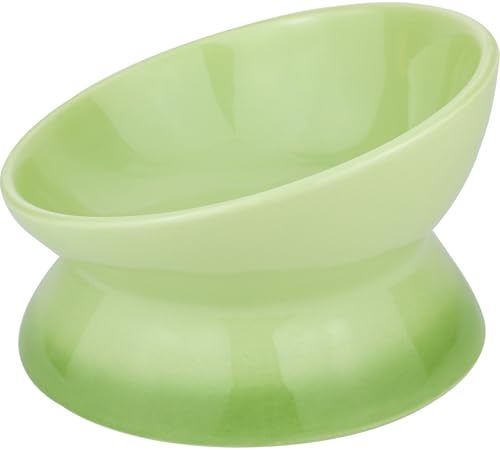 Busnos Katzennapf Erhöht Futternapf Katze Hund Fressnapf 15.5x15.5x11 cm Keramik Wassernapf Schöne Grün Katzennäpfe Trinknapf Cat Bowl Katzen und Kleiner Hund Zubehör Essen Teller Futterstation von Busnos