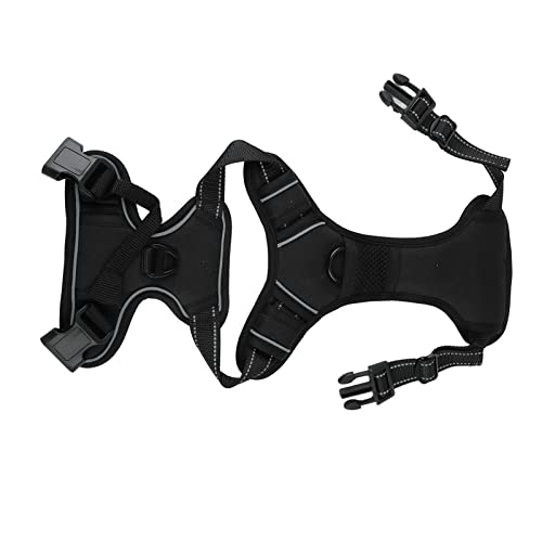 Hundegeschirr, Atmungsaktive Hundegeschirr-Weste, Reflektierend, Umwickelte Kanten, I-Beam-Design, Nylon, Verstellbar, für Heimtierbedarf (Black) von BusoTh