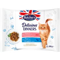 Butcher's Delicious Dinners Katze 32 x 100 g - Mix (Lachs, Forelle) von Butcher's