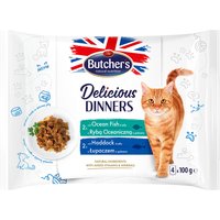 Butcher's Delicious Dinners Katze 32 x 100 g - Mix (Meeresfisch, Schellfisch) von Butcher's