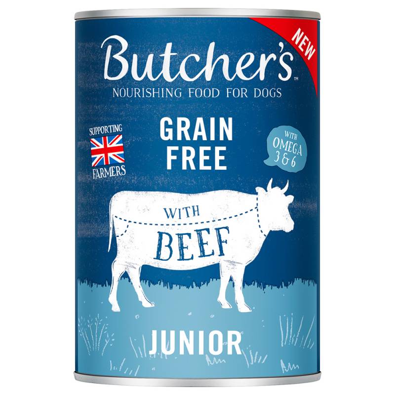 Sparpaket Butcher's Original Getreidefrei für Hunde 24 x 400 g - Junior mit Rind von Butcher's