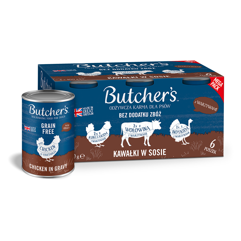 Butcher's Original's Getreidefrei für Hunde 6 x 400 g - Mixpaket (3 Sorten) von Butcher's