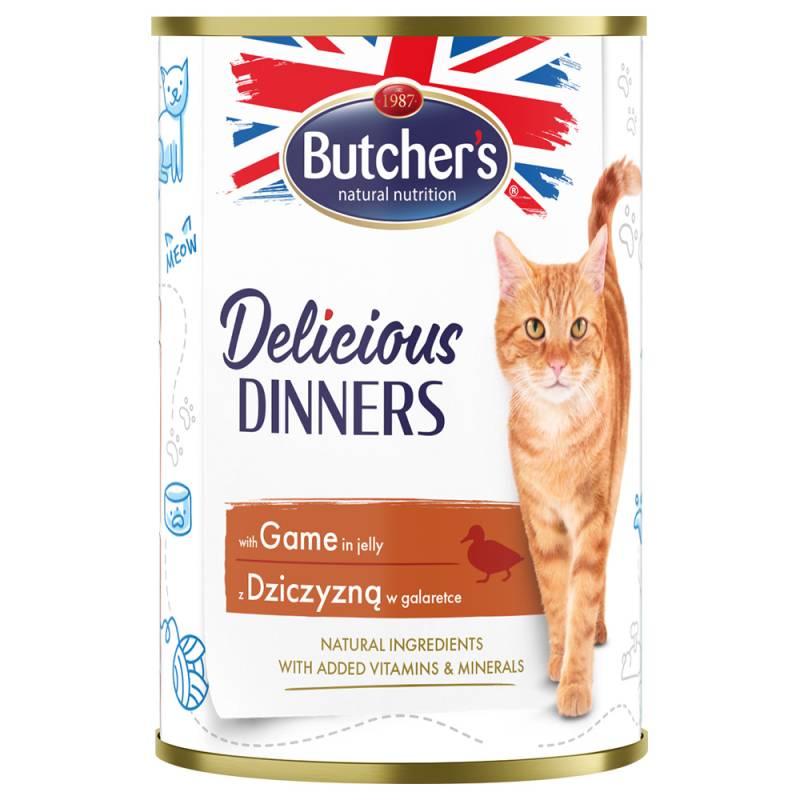 Sparpaket Butcher's Delicious Dinners Katze 48 x 400 g - mit Wild von Butcher's