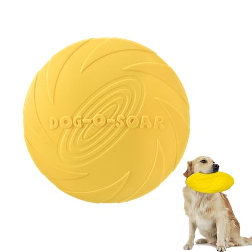 Frisbee Hund, Hundefrisbee, Hunde Frisbee, Dog Disc, Frisbee Scheibe, Bodentarget Hund, Hundespielzeug Frisbee Ring, Target Hundetraining, Dog Spiel Ballwerfer, Hunde Wurfspielzeug, Gelb, 22 cm von Butyeak