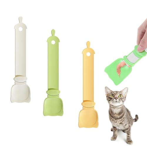 Katze Strip Feeder Squeeze Löffel,Katzen Feed Strip,3 Stück 27cm Katzenfutter Löffel,Katzen Leckerei Löffel,Katzenstreifen Squeeze Löffel Hanging Holes,zum Haustiere Auspressen von Pürees und Snacks von Butyeak