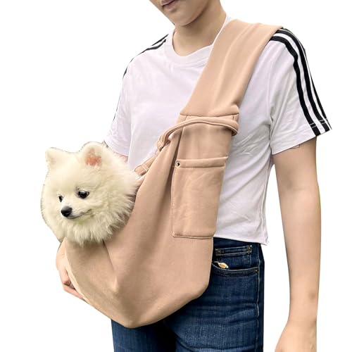 Hundetragetasche, Dog Carrier Sling, Tragetasche für kleinen Hund, Tragbare Haustier Hundetasche, Hundetasche, Haustier Umhängetasche, Tragetasche für Hund und Katze (Bis zu 7.5kg), Khaki, Butyeak von Butyeak