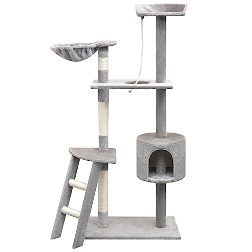 Buzaza Katzen-Kratzbaum 150 cm Katzenkratzbaum Cat Tree Katzen Kratzbaum Katzen ZubehöR Indoor Grau von Buzaza