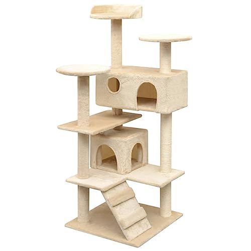 Buzaza Katzen-Kratzbaum Sisal 125 cm Katzenkratzbaum Cat Tree Katzen Kratzbaum Katzen ZubehöR Indoor Beige von Buzaza