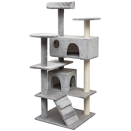 Buzaza Katzen-Kratzbaum Sisal 125 cm Katzenkratzbaum Cat Tree Katzen Kratzbaum Katzen ZubehöR Indoor Grau von Buzaza