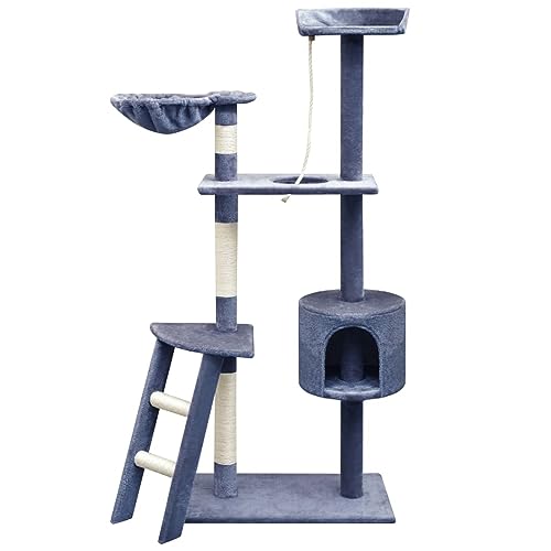 Buzaza Katzen-Kratzbaum Sisal 150 cm Katzenkratzbaum Cat Tree Katzen Kratzbaum Katzen ZubehöR Indoor Dunkelblau von Buzaza