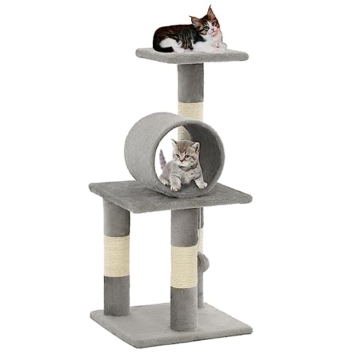 Buzaza Katzen-Kratzbaum Sisal 65 cm Katzenkratzbaum Cat Tree Katzen Kratzbaum Katzen ZubehöR Indoor Grau - 170596 von Buzaza