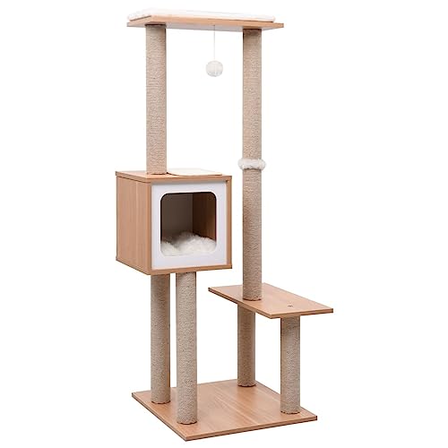 Buzaza Katzen-Kratzbaum mit Sisal-Kratzmatte 129 cm Katzenkratzbaum Cat Tree Katzen Kratzbaum Katzen ZubehöR Indoor - 170917 von Buzaza