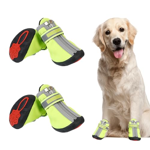 Bvizyelck Hunde-Griffsocken, wasserdichte Hundeschuhe - 4 Stück verstellbare Hundepfotenschutz-Winterstiefel - rutschfeste, wasserdichte Socken für Hartholzböden für kleine, mittelgroße und ße von Bvizyelck