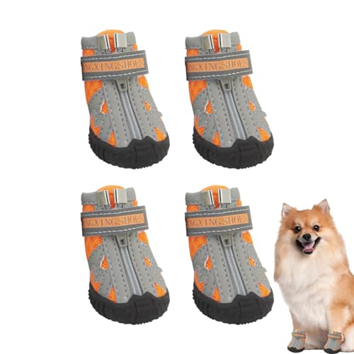 Bvizyelck Hundeschuhe Outdoor,Hundestiefel, Hundestiefel mit reflektierendem, Hundeschuhe in 5 Größen, atmungsaktiv, verhindert EIN Verrutschen der Hundeschuhe mit robuster Gummisohle für von Bvizyelck