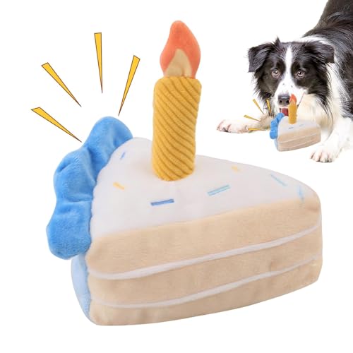 Bvizyelck Hundespielzeug-Quietschkuchen,Plüsch-Quietschkuchen für Hunde - Kau-Quetschspielzeug-Plüschkuchen für Hunde,Interaktives Hundespielzeug, realistisches Geburtstagskuchenstück für Zuhause, von Bvizyelck