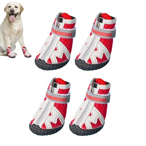 Bvizyelck Hundestiefel, rutschfeste Hundeschuhe | Hundestiefel Pfotenschutz | Hundestiefel in 5 Größen mit robuster Gummisohle, atmungsaktive Hundestiefel, rutschfest für den Sommer, heiße von Bvizyelck