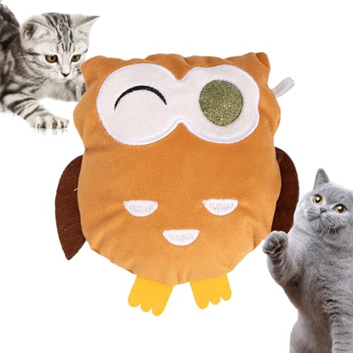 Bvizyelck Katzen-Plüsch-Beißring, Katzen-Plüsch-Beißspielzeug | Bissfestes Cartoon-Katzen-Kauspielzeug mit Katzenminze | Kreatives interaktives Spielzeug zum Zahnen von Kätzchen, sicher für Training von Bvizyelck