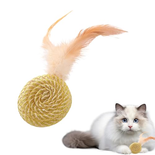 Bvizyelck Katzenballspielzeug, Katzenspielzeugball für Hauskatzen | Weiches Katzenspielzeug,Interaktives Katzenfederspielzeug, Katzenspielzeug, Katzenfederball für Training, Jagd, drinnen und draußen, von Bvizyelck