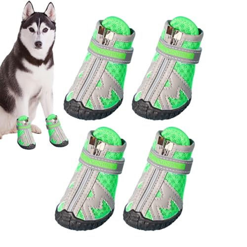 Bvizyelck Mesh-Hundeschuhe,Hundeschuhe Outdoor,4 Stück tolle Stiefeletten für Hundepfoten - Atmungsaktive, rutschfeste Hundeschuhe in 5 Größen mit robuster Gummisohle. Für Spaziergänge im Freien und von Bvizyelck