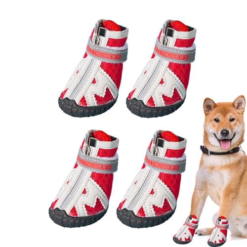 Bvizyelck Mesh-Hundeschuhe,Hundeschuhe Outdoor | Hitzeschutz-Pfotenschutz | Hundeschuhe in 5 Größen verhindern EIN Verrutschen, atmungsaktive Hundeschuhe mit robuster Gummisohle für sommerlich von Bvizyelck