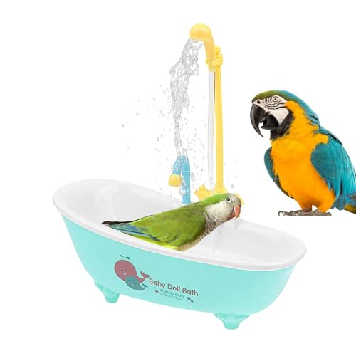 Bvizyelck Papageienbad, Vogeldusche | Automatische Papageienbadewanne | Haustier-Papageienbadewanne mit Dusche, automatische Papageienbadewanne mit Wasserzirkulation für kleine mittelgroße Vögel von Bvizyelck