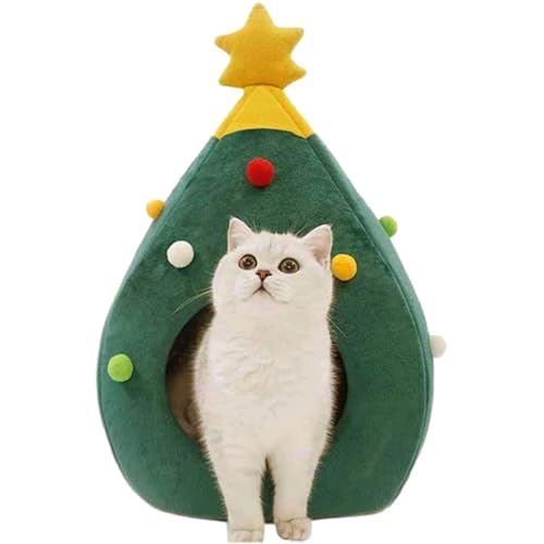 Weihnachten Katzenhöhle Weihnachtsbaum Katzenhaus Katzenbett Für Indoor Katzenzelt Mit Waschbarem Kissen Katzen Schlafsack Weihnachtsbaum Haustierbett Hundesofa Haustierzelt Für Katzen Hunde von Bvizyelck