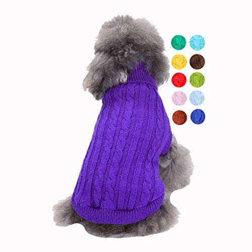 Hundepullover, Warmer Haustierpullover, Katzenpullover Hund Sweatshirt Kleidung Mantel Bekleidung für kleine Hunde & Kätzchen (Lila, S) von Bwealthest