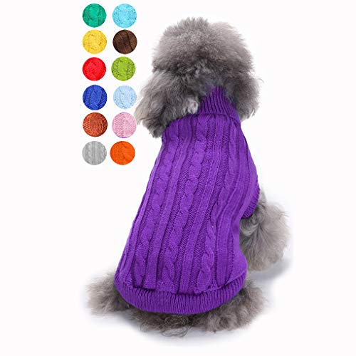 Hundepullover, Warmer Haustierpullover, Katzenpullover Hund Sweatshirt Kleidung Mantel Bekleidung für kleine Hunde & Kätzchen (Lila, XL) von Bwealthest